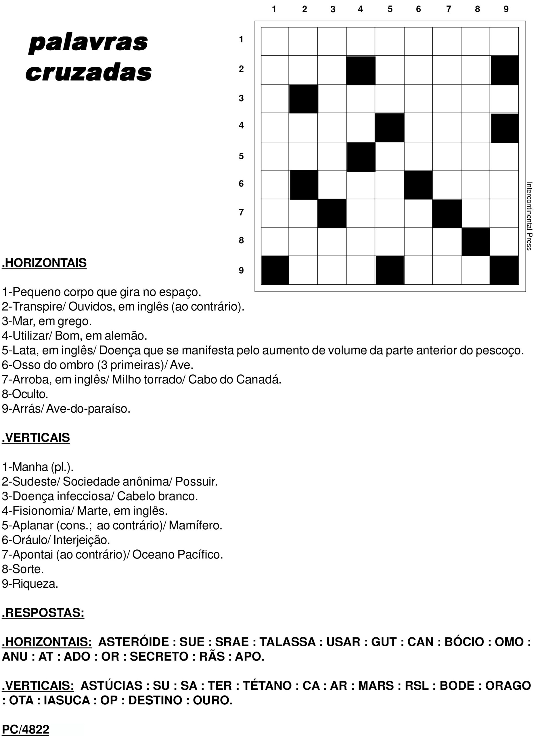 Sudoku Para Imprimir Com Respostas. Jogo Nº 1.